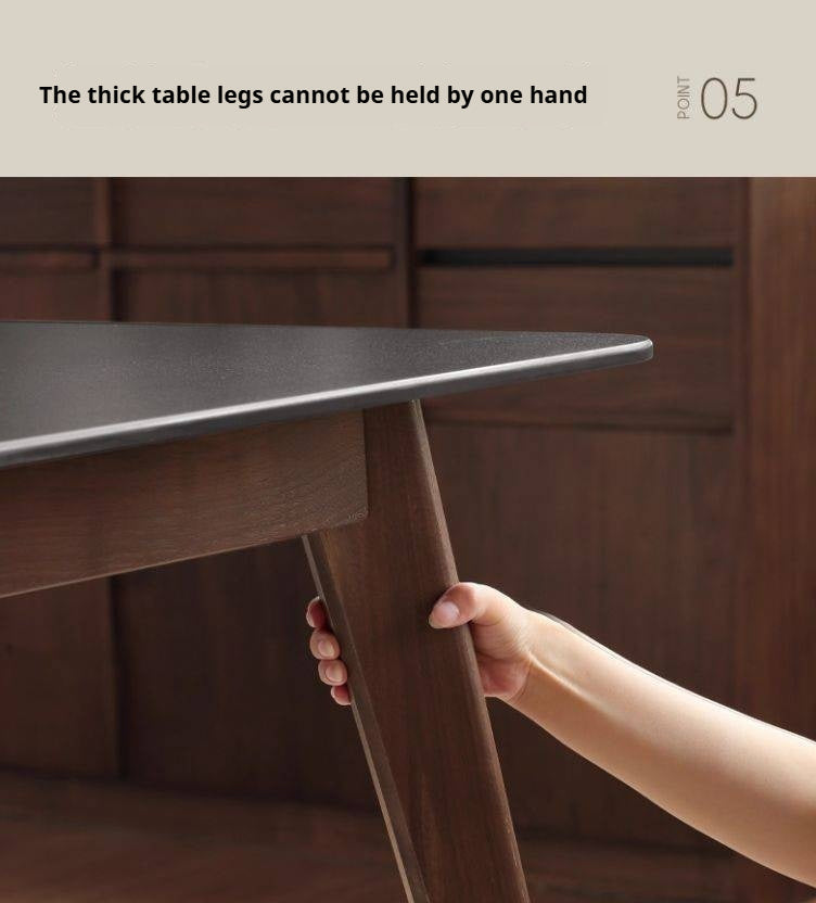 Black Walnut Solid Wood Modern Rock Plate Dining Table