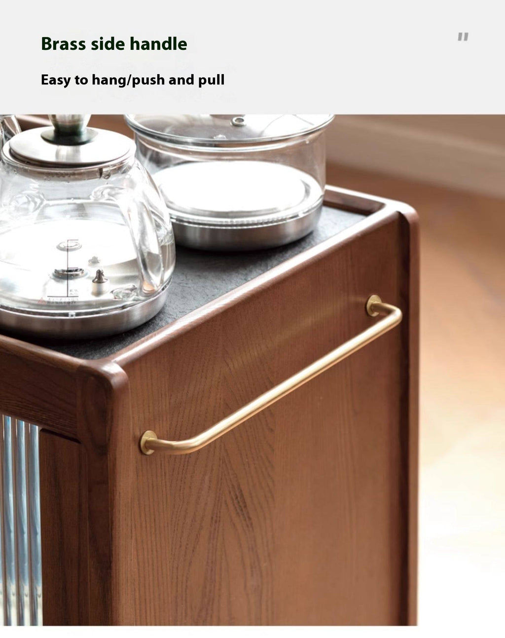 Ash, Oak, Black Walnut Solid Wood Mobile Side Tea Cabinet