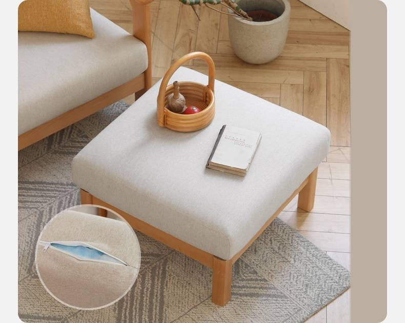 Ash, Oak, Black Walnut Solid Wood  Fabric Footstool-