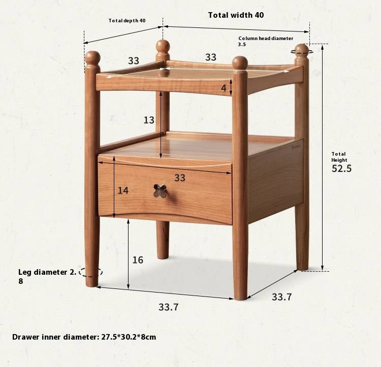 Cherry, Oak Solid Wood French Retro Nightstand