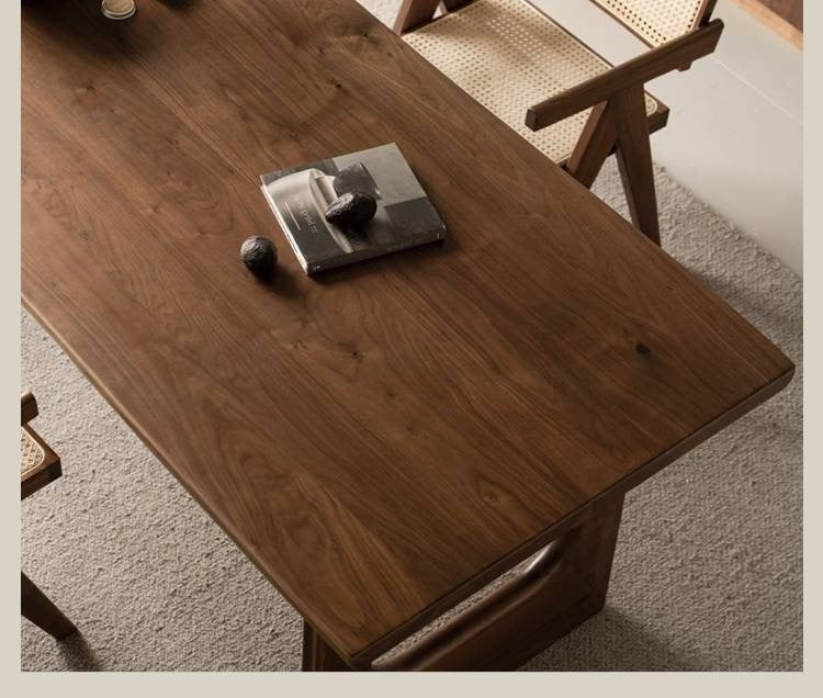 Black Walnut Solid Wood Wabi Sabi Style Large Board Dining Table
