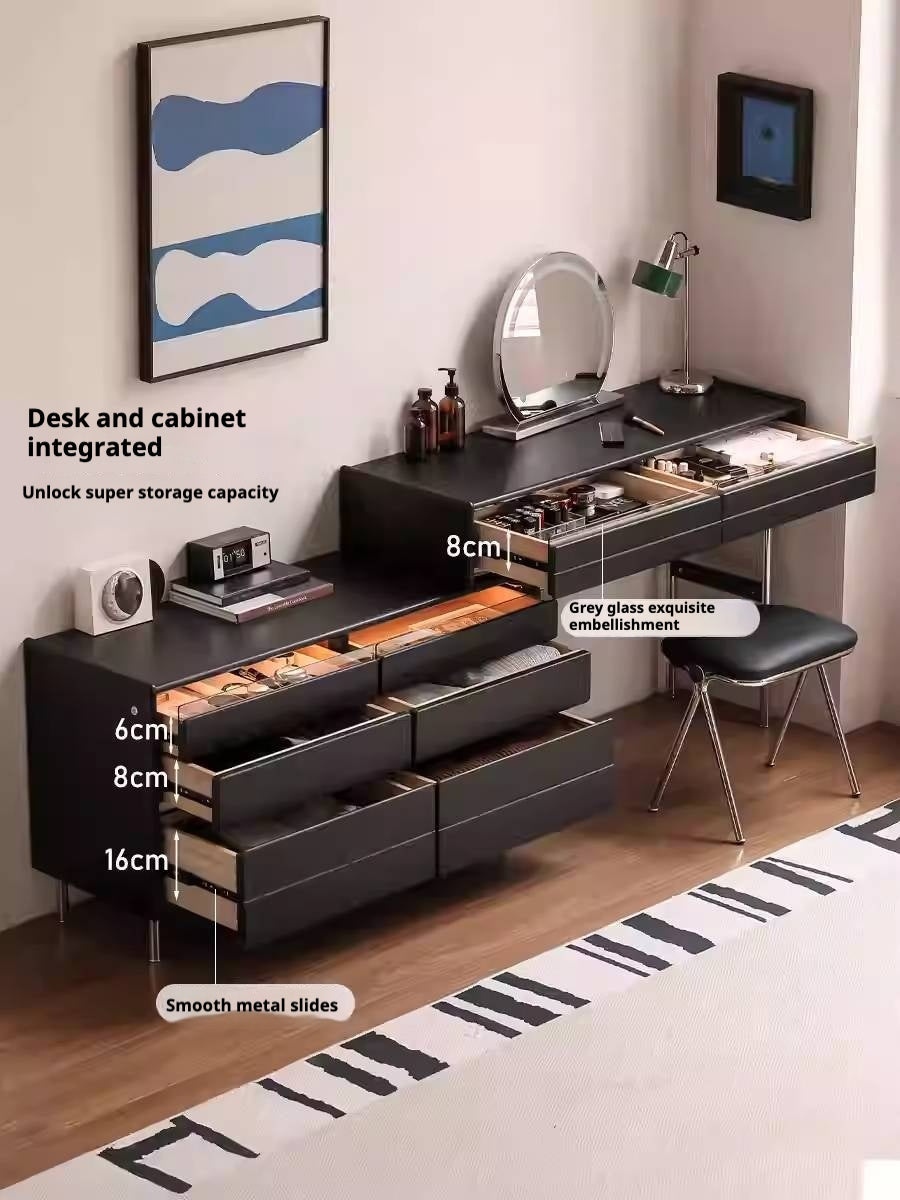 Ash Solid Wood Bauhaus Retractable Makeup Table