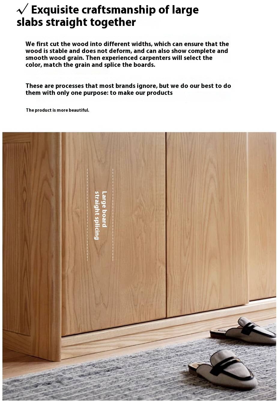 Oak, Ash Solid Wood Wardrobe With Sliding Doors.