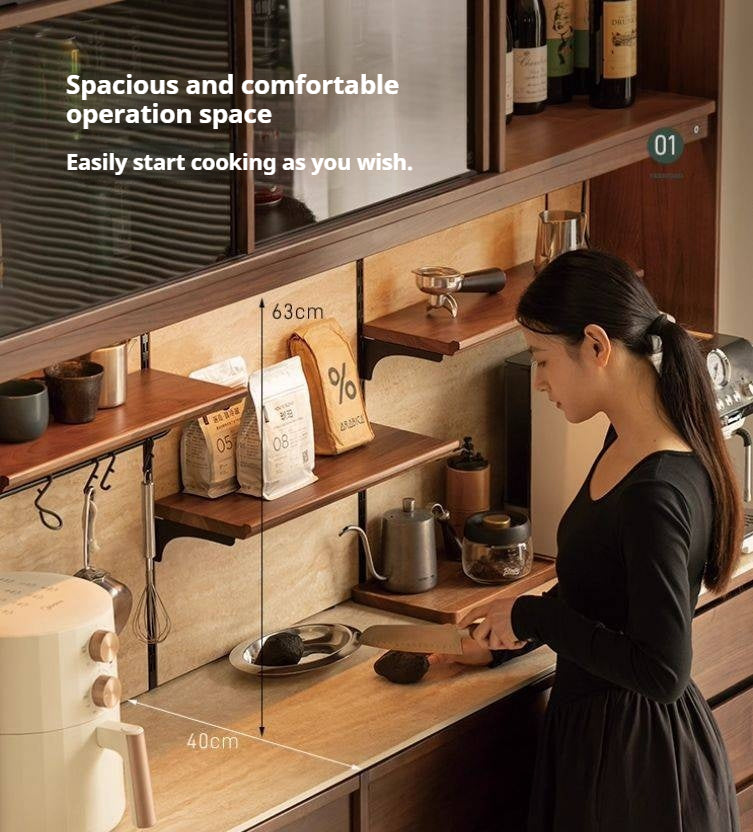 Black Walnut Solid Wood Dining Cabinet Antique Style Rock Board