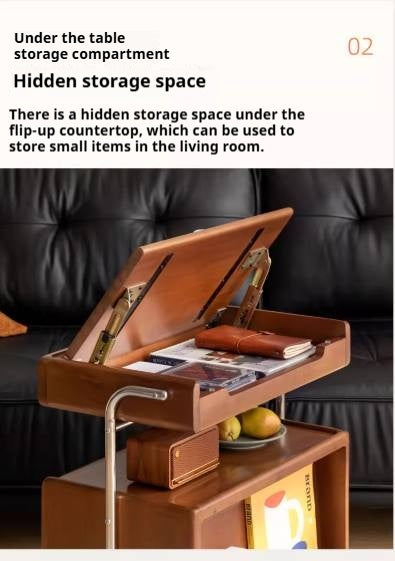 Poplar Solid Wood French Medieval Style Mobile Side Cabinet