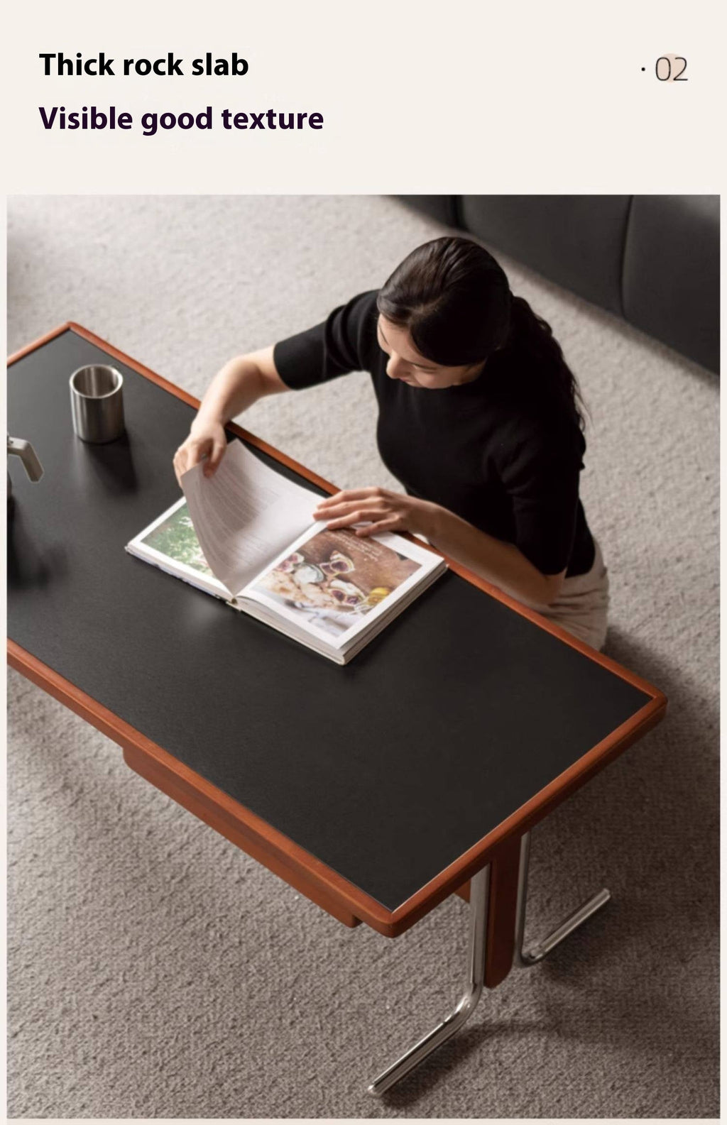 Poplar Solid Wood Middle Ages Rock Plate Coffee Table