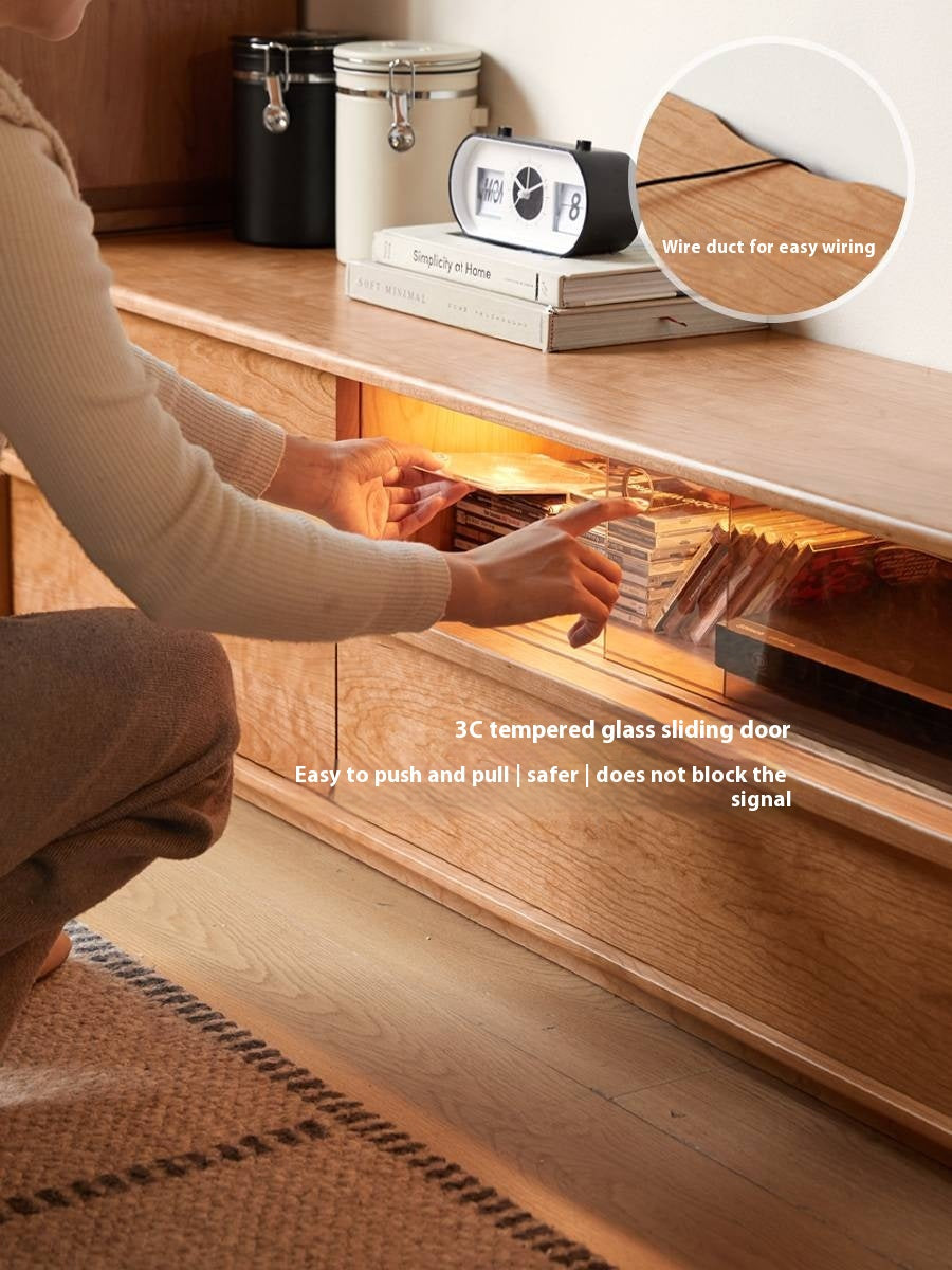 Cherry Solid Wood Modern Simple Floor TV Stand