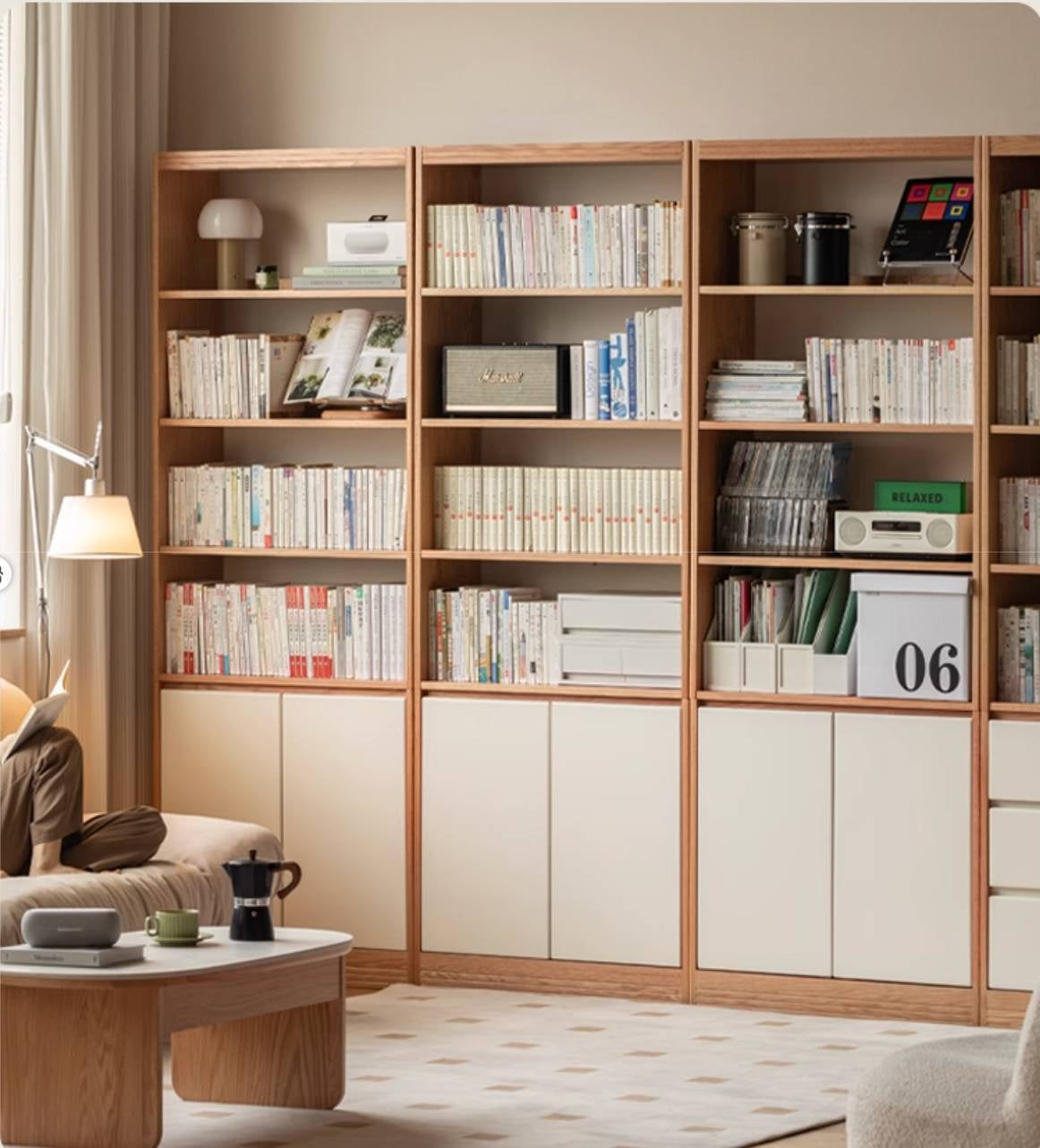 Oak Solid Wood Cream Style Bookcase