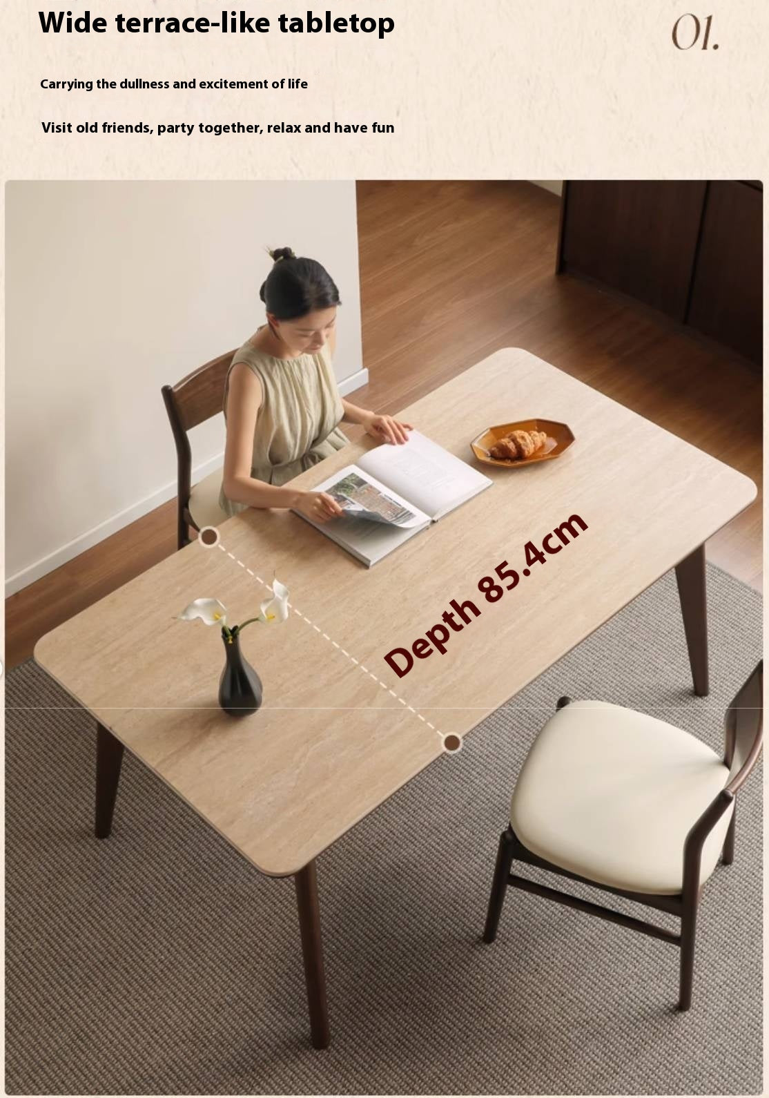 Black Walnut Solid Wood Vintage Rock Plate Dining Table