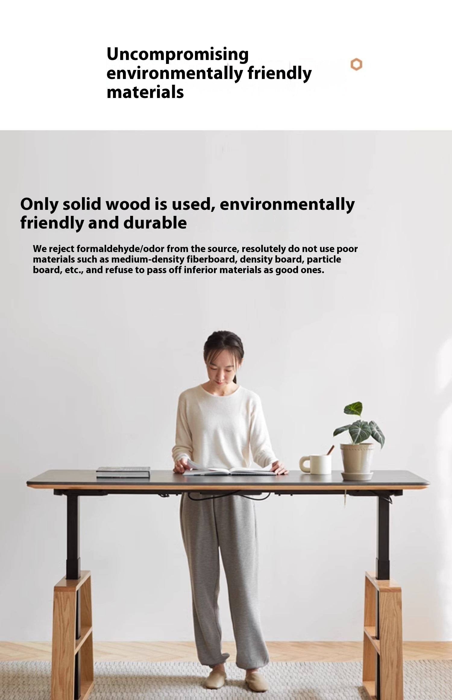 Oak Solid Wood Dual Electric Lifted Office Desk