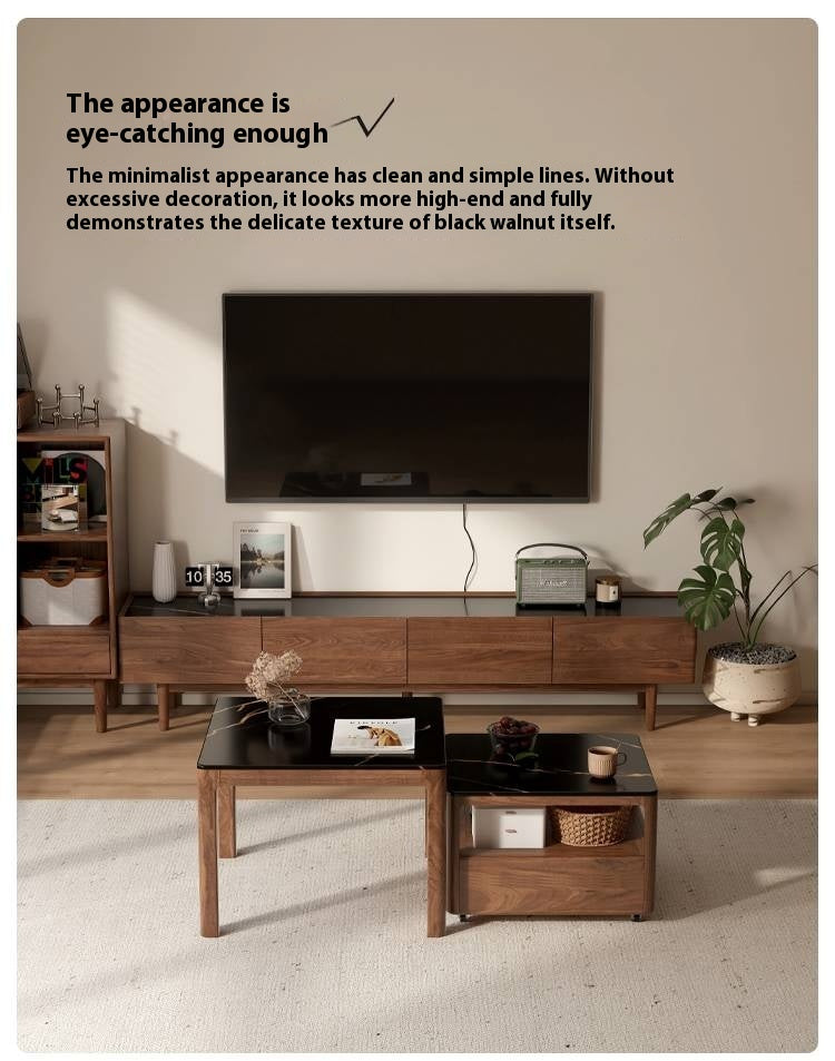 Black Walnut Solid Wood Modern TV Cabinet For Living Room