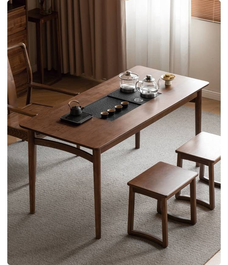 Ash Solid Wood Tea Table With Tea Tray